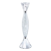 Candleholder with fully faceted clear crystal top and base element. Middle part filled with clear crystal chatons.