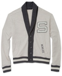 Old-school meets the new cool. Sean John makes this varsity sweater an essential piece for the modern man. Old-school meets the new cool. Sean John makes this varsity sweater an essential piece for the modern man.