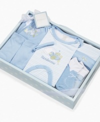 Written in the stars. Let him know you think he's destined for great things with this darling 6-piece layette set from First Impressions. Written in the stars. Let him know you think he's destined for great things with this darling 6-piece layette set from First Impressions.