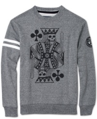 Varsity styled fitted sweatshirt by Ecko Unltd with graphics in front and back to set you apart from the rest. Varsity styled fitted sweatshirt by Ecko Unltd with graphics in front and back to set you apart from the rest.
