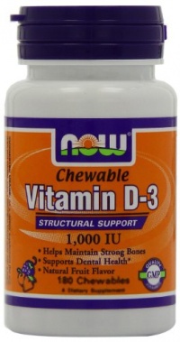 Now Foods Vitamin D-3 1000 IU Chewables, Fruit Flavor, 180-Count Now Foods Vitamin D-3 1000 IU Chewables, Fruit Flavor, 180-Count