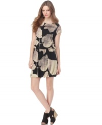 A mesh open back ups the edge on this leaf-printed Rachel Rachel Roy dress, perfect for a not-so-sweet downtown-chic spring look!