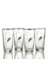 Refreshing florals. A polished platinum edge adds a classic touch to this set of drinking glasses with modern spirit. Pair with Grand Buffet Platinum dinnerware, also by Charter Club.