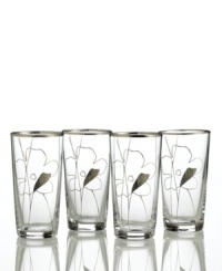 Refreshing florals. A polished platinum edge adds a classic touch to this set of drinking glasses with modern spirit. Pair with Grand Buffet Platinum dinnerware, also by Charter Club. Refreshing florals. A polished platinum edge adds a classic touch to this set of drinking glasses with modern spirit. Pair with Grand Buffet Platinum dinnerware, also by Charter Club.