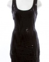 Aqua Black Sequin Jersey Sheath Dress Large