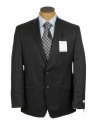 Calvin Klein Mens Slim Fit Dark Gray Windowpane Wool Suit