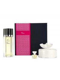 Give the gift of true luxury with the classic fragrance of OSCAR from Oscar de la Renta- now in a limited-edition gift set. The keepsake fabric box includes: Eau de toilette spray, 3.4 oz.; dusting powder, 3 oz. and a deluxe miniature eau de toilette spray. Made in USA. Give the gift of true luxury with the classic fragrance of OSCAR from Oscar de la Renta- now in a limited-edition gift set. The keepsake fabric box includes: Eau de toilette spray, 3.4 oz.; dusting powder, 3 oz. and a deluxe miniature eau de toilette spray. Made in USA.