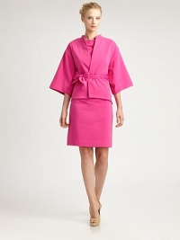 Designed to turn heads, an Asian-inspired design with modern appeal thanks to brilliant tailoring.Mandarin collarKimono sleevesSelf-tie beltAbout 27 from shoulder to hemCotton/nylon/elastaneDry cleanMade in USA of imported fabricSIZE & FIT Model shown is 5'10½ (179cm) wearing a US size Small. Designed to turn heads, an Asian-inspired design with modern appeal thanks to brilliant tailoring.Mandarin collarKimono sleevesSelf-tie beltAbout 27 from shoulder to hemCotton/nylon/elastaneDry cleanMade in USA of imported fabricSIZE & FIT Model shown is 5'10½ (179cm) wearing a US size Small.