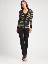Iconic stripes give this knit cardigan instant appeal.V-necklineLong sleevesButton-front styleRibbed trimAbout 27 from shoulder to hem27% acrylic/26% cotton/25% wool/17% viscose/4% nylon/1% alpacaDry cleanImported Model shown is 5'9½ (176cm) wearing US size 4. Iconic stripes give this knit cardigan instant appeal.V-necklineLong sleevesButton-front styleRibbed trimAbout 27 from shoulder to hem27% acrylic/26% cotton/25% wool/17% viscose/4% nylon/1% alpacaDry cleanImported Model shown is 5'9½ (176cm) wearing US size 4.