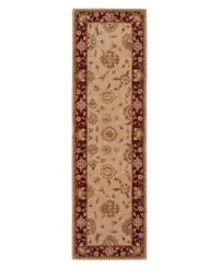 A deep maroon border offers a refreshing pop of color on this sophisticated area rug. Meticulously handcrafted with soft wool pile, and highlighted with lustrous silk accents, this elegant addition to the Nourison 2000 collection lends a fashionable look to both casual and refined spaces. A deep maroon border offers a refreshing pop of color on this sophisticated area rug. Meticulously handcrafted with soft wool pile, and highlighted with lustrous silk accents, this elegant addition to the Nourison 2000 collection lends a fashionable look to both casual and refined spaces.