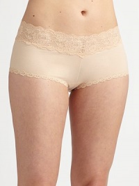 For under anything, smooth and stretchy with lots of lace in a low-rise style.Low rise Seam-free 78% nylon/12% elastane/10% viscose Hand wash Made in Italy For under anything, smooth and stretchy with lots of lace in a low-rise style.Low rise Seam-free 78% nylon/12% elastane/10% viscose Hand wash Made in Italy