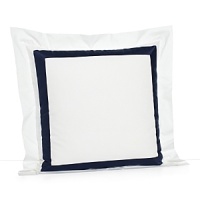 A classic navy sateen border trims this elegant sham by SFERRA, woven from super soft Egyptian cotton. A classic navy sateen border trims this elegant sham by SFERRA, woven from super soft Egyptian cotton.