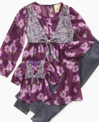 Pocketful of petals. This lovely floral shirt from Sweet Heart Rose, with denim leggings, gives her style a sweet accent. (Clearance) Pocketful of petals. This lovely floral shirt from Sweet Heart Rose, with denim leggings, gives her style a sweet accent. (Clearance)