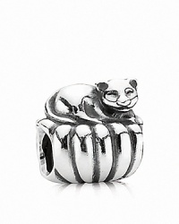 A sterling silver cat curls up on a cozy cushion. Charm by PANDORA. A sterling silver cat curls up on a cozy cushion. Charm by PANDORA.