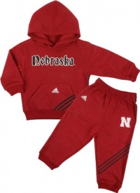 Nebraska Cornhuskers Adidas Red Infant 3 Stripe Hooded Sweatshirt And Pant Set Nebraska Cornhuskers Adidas Red Infant 3 Stripe Hooded Sweatshirt And Pant Set