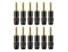 Sewell Pro Maestro Banana Plugs w/Gold Connectors, 6 Pairs (6 Red, 6 Black)