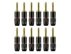 Sewell Pro Maestro Banana Plugs w/Gold Connectors, 6 Pairs (6 Red, 6 Black)