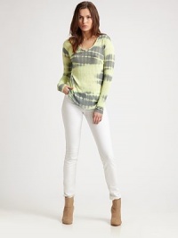Retro yet so trend-forward, this supremely soft scoopneck has long sleeves and a vivacious tie-dyed print. ScoopneckLong sleeves90% micro modal/10% silkDry cleanMade in USAModel shown is 5'10 (177cm) wearing US size XS/S. Retro yet so trend-forward, this supremely soft scoopneck has long sleeves and a vivacious tie-dyed print. ScoopneckLong sleeves90% micro modal/10% silkDry cleanMade in USAModel shown is 5'10 (177cm) wearing US size XS/S.