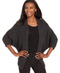 In a stylishly slouchy shape, this RACHEL Rachel Roy cable-knit cardigan is perfect for chic, relaxed look!