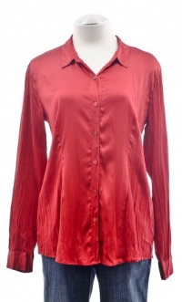 Eileen Fisher Red Crinkle Stretch Long Sleeve Charmeuse Medium Eileen Fisher Red Crinkle Stretch Long Sleeve Charmeuse Medium