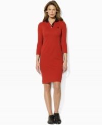 Rendered in breathable cotton piqué for luxe comfort, Lauren by Ralph Lauren's iconic polo design is transformed into a chic dress that's essential for on-the-go style. Rendered in breathable cotton piqué for luxe comfort, Lauren by Ralph Lauren's iconic polo design is transformed into a chic dress that's essential for on-the-go style.