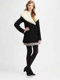 Double-breasted coat of lavish boucle wool has a plush, Italian lamb fur collar and oversized front flap pockets. Lamb fur shawl collarDouble-breasted button frontLong sleevesFront flap pocketsFully linedAbout 31 from shoulder to hem92% wool/8% nylonDry clean with fur specialistMade in USA of imported fabricFur origin: ItalyModel shown is 5'9½ (176cm) wearing US size Small.This style runs true to size. Double-breasted coat of lavish boucle wool has a plush, Italian lamb fur collar and oversized front flap pockets. Lamb fur shawl collarDouble-breasted button frontLong sleevesFront flap pocketsFully linedAbout 31 from shoulder to hem92% wool/8% nylonDry clean with fur specialistMade in USA of imported fabricFur origin: ItalyModel shown is 5'9½ (176cm) wearing US size Small.This style runs true to size.