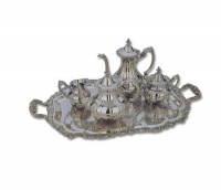 Reed & Barton Sheffield Collection Silver-plated Burgundy 5-Piece Tea Set Reed & Barton Sheffield Collection Silver-plated Burgundy 5-Piece Tea Set
