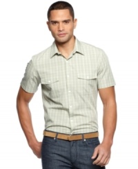 Get checked out in this summer ready shirt from Perry Ellis. Get checked out in this summer ready shirt from Perry Ellis.