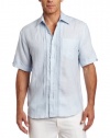 Cubavera Men's Short Sleeve Pinstripe With Embroidered Point Collar Shirt
