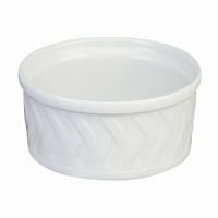Traditional basket weave pattern made from white French Limoges porcelain. Traditional basket weave pattern made from white French Limoges porcelain.
