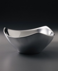 Tabletop sculpture. Cast by the craftspeople of Nambé, this 9/ 2qt. tri-corner bowl passes through the hands of 15 artisans from start to finish. Although the sculptural shape and high polish are distinctly Nambé, the manufacturing process makes each bowl unique. Individually hand-crafted in Santa Fe, New Mexico. (Coordinating set of servers sold separately.) Tabletop sculpture. Cast by the craftspeople of Nambé, this 9/ 2qt. tri-corner bowl passes through the hands of 15 artisans from start to finish. Although the sculptural shape and high polish are distinctly Nambé, the manufacturing process makes each bowl unique. Individually hand-crafted in Santa Fe, New Mexico. (Coordinating set of servers sold separately.)