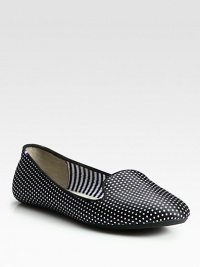 Refreshing polka dots add playful elegance to this handmade satin staple. Satin upperLeather liningRubber solePadded insoleImported Refreshing polka dots add playful elegance to this handmade satin staple. Satin upperLeather liningRubber solePadded insoleImported