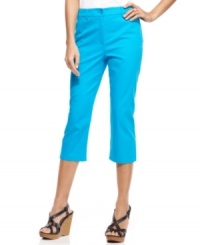 Jones New York Signature's classic petite capri pants are a warm-weather essential! Pair them with wedges or polished flats for a great look. Jones New York Signature's classic petite capri pants are a warm-weather essential! Pair them with wedges or polished flats for a great look.