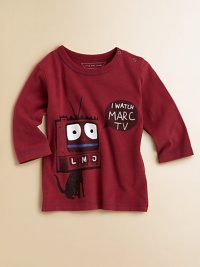 A canine member of the LMJ cast of characters stares intently from a vintage TV on this fun tee.Ribbed necklineSnaps at one shoulderLong hemmed sleevesContrast topstitchingCottonMachine washImported Please note: Number of snaps may vary depending on size ordered. A canine member of the LMJ cast of characters stares intently from a vintage TV on this fun tee.Ribbed necklineSnaps at one shoulderLong hemmed sleevesContrast topstitchingCottonMachine washImported Please note: Number of snaps may vary depending on size ordered.