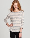 Nautical stripes, updated with silvery Lurex thread, add subtle sparkle to this clean-cut C&C California sweater.