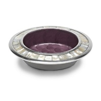 Handmade in sand-cast aluminum with a trademark blend of enamel infused with crushed mother of pearl, Julia Knight's classic wine coaster features a hand-cut mosaic mother of pearl border--no two are alike. Handmade in sand-cast aluminum with a trademark blend of enamel infused with crushed mother of pearl, Julia Knight's classic wine coaster features a hand-cut mosaic mother of pearl border--no two are alike.