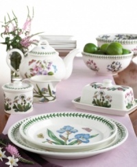 Add a fresh floral note to the main dish with the Botanic Garden oval platter from Portmeirion dinnerware. The dishes feature lifelike blossoms on white porcelain with vine trim that entice the Portmeirion china collector or naturalist on your gift list. Add a fresh floral note to the main dish with the Botanic Garden oval platter from Portmeirion dinnerware. The dishes feature lifelike blossoms on white porcelain with vine trim that entice the Portmeirion china collector or naturalist on your gift list.