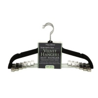 Karen Rhodes Black 6 Pack Velvet Suit Hanger with Metal Clips Karen Rhodes Black 6 Pack Velvet Suit Hanger with Metal Clips