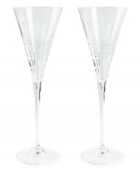 Create a stir with the classic linear cut and striking crystal elegance of Cocktail Party toasting flutes from Lauren Ralph Lauren. Create a stir with the classic linear cut and striking crystal elegance of Cocktail Party toasting flutes from Lauren Ralph Lauren.
