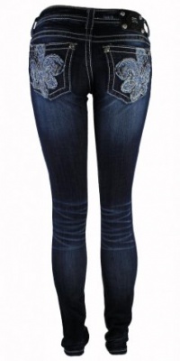 Miss Me Blue Fleur De Lis Skinny, Dark