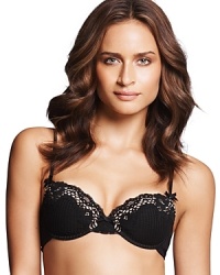 With textured stripes, lace trim and bow details, this Elle Macpherson Intimates contour bra adds elegance under tops. Style #E72-1014. With textured stripes, lace trim and bow details, this Elle Macpherson Intimates contour bra adds elegance under tops. Style #E72-1014.