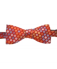 With a whimsical pattern and bold color palette, this Countess Mara bowtie is sophisticated with a fun twist. With a whimsical pattern and bold color palette, this Countess Mara bowtie is sophisticated with a fun twist.