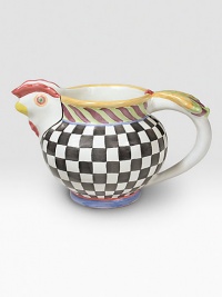 Pure American charm, handcrafted and individually painted by master ceramics artisans in an array of checks, stripes and carnival colors. For an especially one-of-a kind touch, each piece bears the hand-placed stamps of the artisans who created it. Dishwasher- and microwave-safe 24-ounce capacity 9W X 6H Made in USA