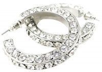 Large Triple Sided Crystal Hoop Earrings with Sparkling Austrian Crystals Large Triple Sided Crystal Hoop Earrings with Sparkling Austrian Crystals