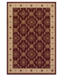 A brilliant red background adds pop to classic Persian designs. Crafted from thick-pile polypropylene and ultra-fine yarns, this Couristan area rug has a dense, luxurious pile that boasts a natural appearance and sumptuously soft finish. Suitable for indoor or outdoor use. A brilliant red background adds pop to classic Persian designs. Crafted from thick-pile polypropylene and ultra-fine yarns, this Couristan area rug has a dense, luxurious pile that boasts a natural appearance and sumptuously soft finish. Suitable for indoor or outdoor use.