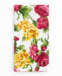 Kissed by a rose. Homewear's Rose Kiss napkins outfit your table with ease, featuring luscious pink and gold blossoms in a machine washable blend. Kissed by a rose. Homewear's Rose Kiss napkins outfit your table with ease, featuring luscious pink and gold blossoms in a machine washable blend.