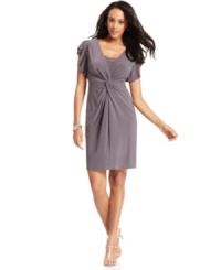 Flutter sleeves and a pretty twist detail at the waist make this Evan Picone dress an effortless, fashionable pick that you'll turn to again and again. Simple shoes and a few sparkling jewels make for a flawless finish! Flutter sleeves and a pretty twist detail at the waist make this Evan Picone dress an effortless, fashionable pick that you'll turn to again and again. Simple shoes and a few sparkling jewels make for a flawless finish!