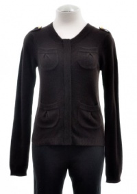 Aqua Chocolate Brown Cashmere Zip Front Long Sleeve Sweater Large Aqua Chocolate Brown Cashmere Zip Front Long Sleeve Sweater Large