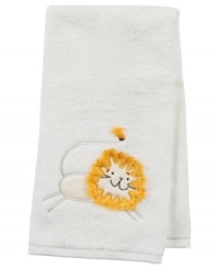 The mane attraction. The king of the beasts is lionized on this plush cotton hand towel, ready to take any bathroom on a stylishly silly safari. The mane attraction. The king of the beasts is lionized on this plush cotton hand towel, ready to take any bathroom on a stylishly silly safari.