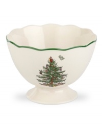 With an historic pattern and fluted silhouette, the Christmas Tree footed bowl from Spode's collection of serveware and serving dishes is a festive gift to holiday dining. A full evergreen tree with baubles, tinsel and perfectly wrapped packages sets the table for celebration. With an historic pattern and fluted silhouette, the Christmas Tree footed bowl from Spode's collection of serveware and serving dishes is a festive gift to holiday dining. A full evergreen tree with baubles, tinsel and perfectly wrapped packages sets the table for celebration.